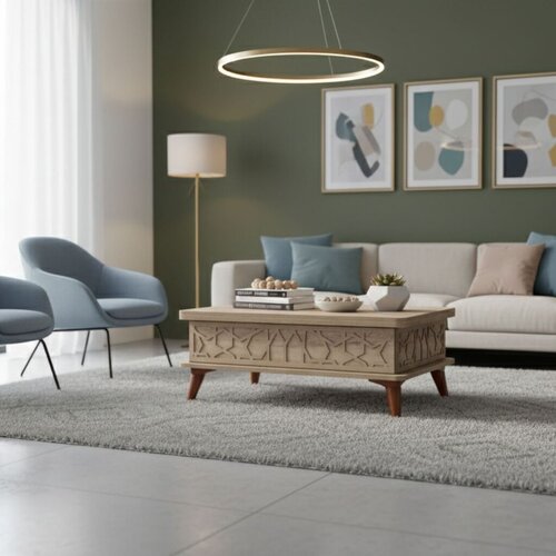 Hanah home Stol za dnevni boravak Ada 90x38x60 cm, Bež Slike