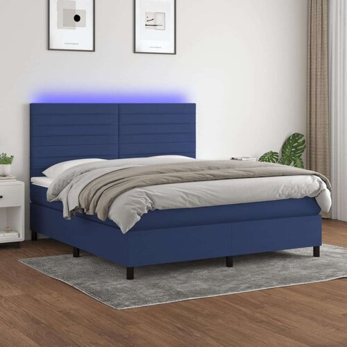 vidaXL Krevet box spring s madracem LED plavi 160x200 cm od tkanine Cijene