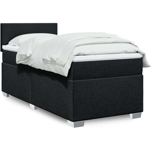 VidaXL Box spring krevet s madracem crni 90x190 cm od tkanine Slike