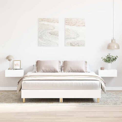 vidaXL Posteljni okvir brez vzmetnice bel 150x200 cm inženirski les Cene