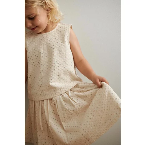 Liewood Dječje pamučna haljina Padua boja: bež, mini, širi se prema dolje