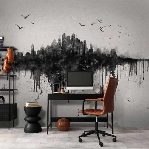  Foto tapeta - Big city - abstract city skyline in black watercolour style 350x256 Standard Slike