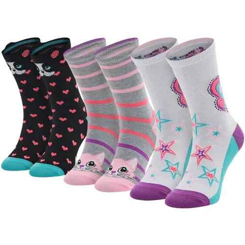 Skechers 3PPK Girls Casual Fancy Unicorn Socks Višebojna