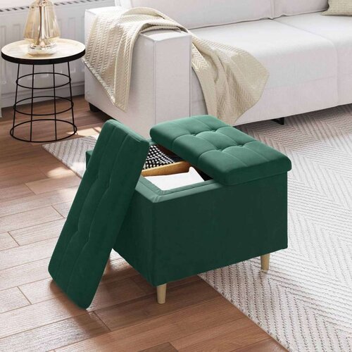  Otoman za pohranu s jastukom Tamnozelena 60 x 60 x 45 cm Bar&amp;scaron;un - Tamnozelena 60 cm Bar&amp;scaron;un Slike