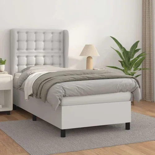  Box spring postelja z vzmetnico bela 90x200 cm umetno usnje, (20790905)