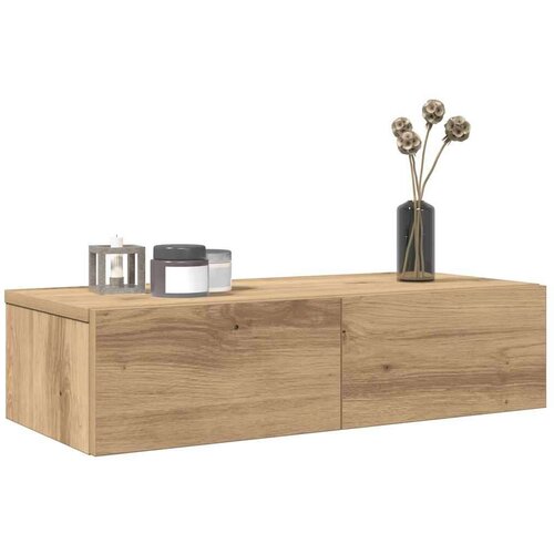 vidaXL Stenska polica s predali artisan hrast 60x26,5x15 cm inž. les Cene