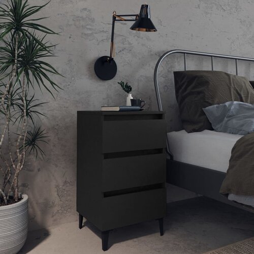 vidaXL noćni ormarić s metalnim nogama crni 40 x 35 x 69 cm Cijene