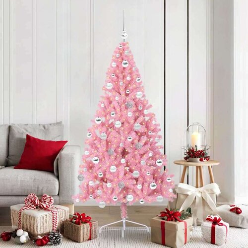 vidaXL Umjetna preddekorirana božićna jelka Roza 180 cm PVC Cene