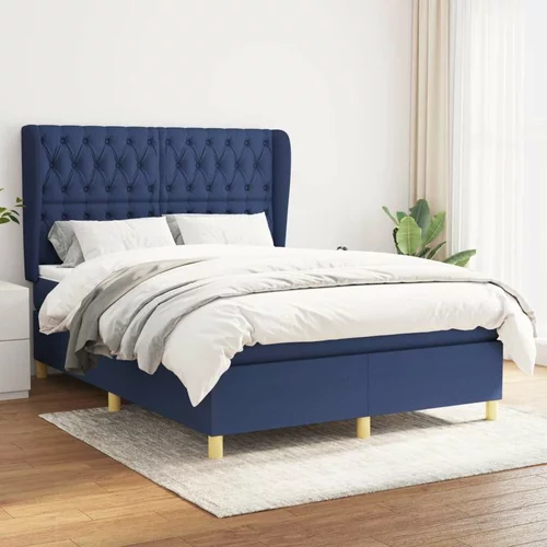  Box spring postelja z vzmetnico modra 140x200 cm blago, (20894846)