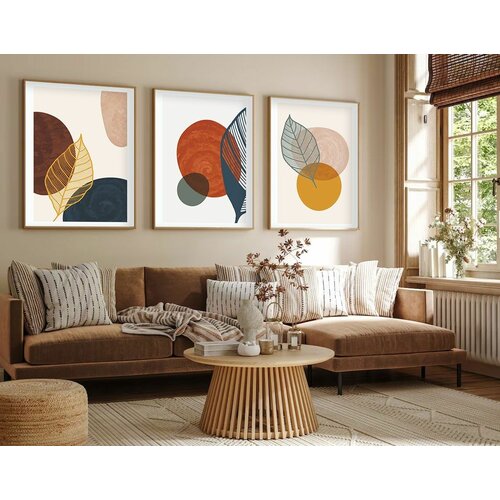 Wallity Huhu209 - 50 x 35 multicolor decorative framed mdf painting (3 pieces) Cene