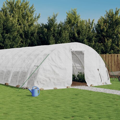 VidaXL Rastlinjak z jeklenim okvirjem bel 50 m&amp;sup2; 10x5x2,3 m Slike