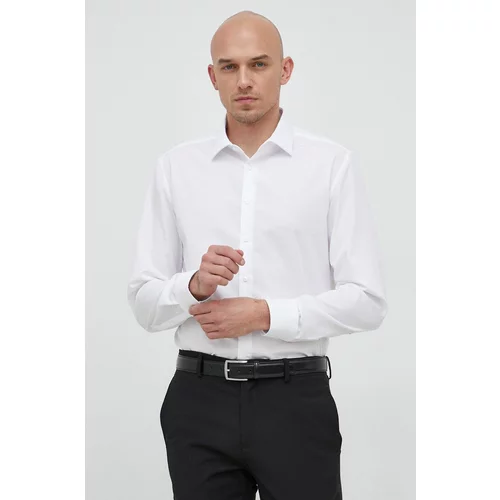 Seidensticker Pamučna košulja za muškarce, boja: bijela, slim, s klasičnim ovratnikom
