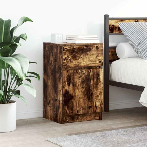 vidaXL Nočna omarica dimljen hrast 39x35x65 cm inženirski les Cene