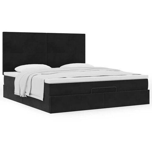 VidaXL Otomanski okvir kreveta s madracima crni 180x200cm bar&amp;scaron;unasti Slike