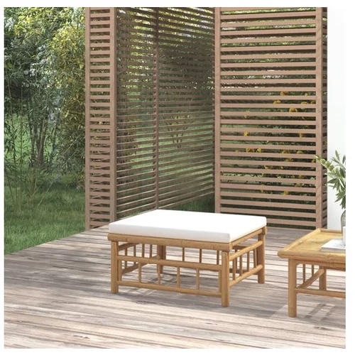  Vrtni stolček za noge s kremno belo blazino bambus