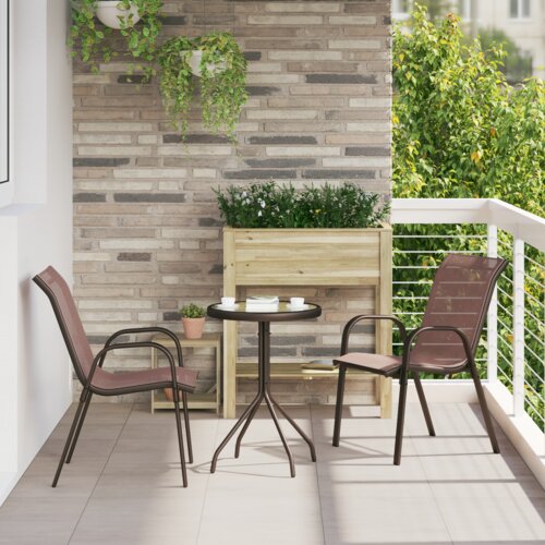 VidaXL 3-delni vrtni bistro set Rjava Tekstilen in Jeklo Slike