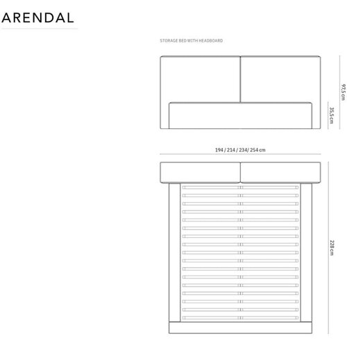 Cosmopolitan Design Sivi bar&amp;scaron;unasti tapecirani bračni krevet s prostorom za odlaganje s podnicom 200x200 cm Arendal &amp;ndash; Slike