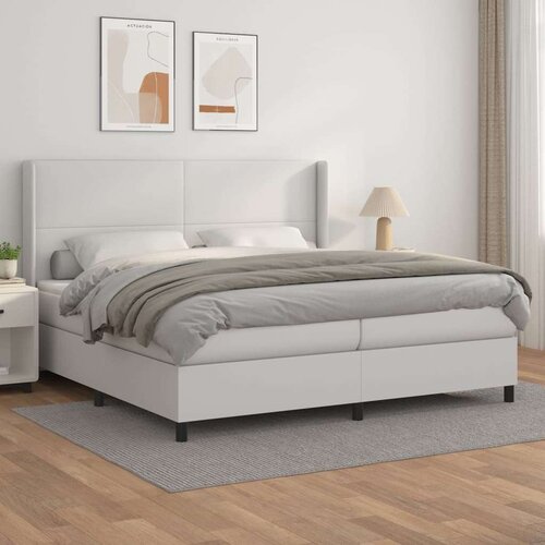  Box spring postelja z vzmetnico bela 200x200 cm umetno usnje, (20761190) Slike