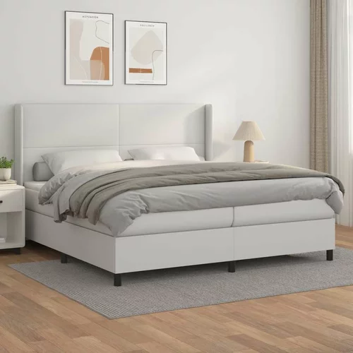  Box spring postelja z vzmetnico bela 200x200 cm umetno usnje, (20761190)