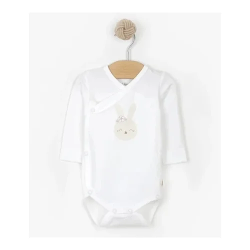 Just kiddin baby bodi z dolgimi rokavi na preklop bunny white