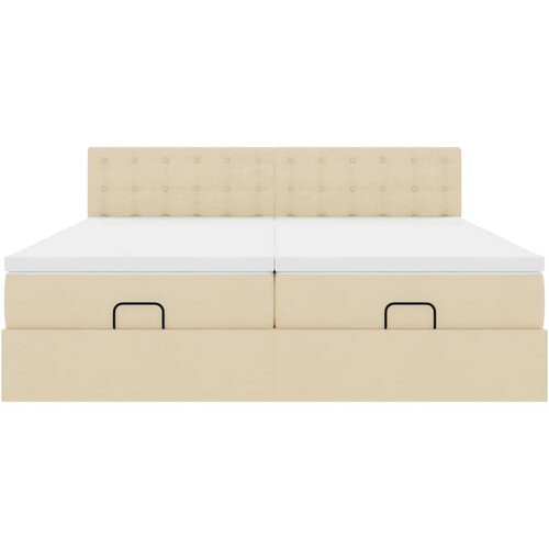 VidaXL otomanski okvir kreveta s madracima krem 180x200cm od tkanine Slike