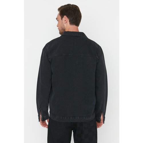 Trendyol Anthracite Men Regular Fit Ribbed Denim Jacket Slike