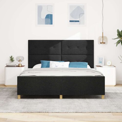  Krevet od crne tkanine 180x200 cm Slike
