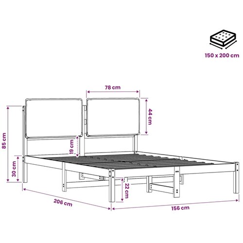  Krevetni okvir s tapiciranim uzglavljem Bijelo isprana i taupe - Bijelo isprana i taupe 150 x 200 cm Slike