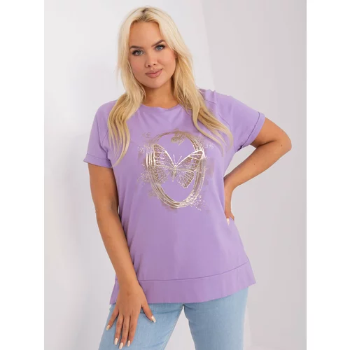 Fashion Hunters Purple plus size blouse with appliqué and print
