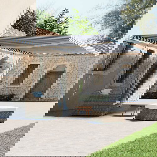 Tenda samostojeća automatska tenda 500 x 300 cm plavo-bijela Slike