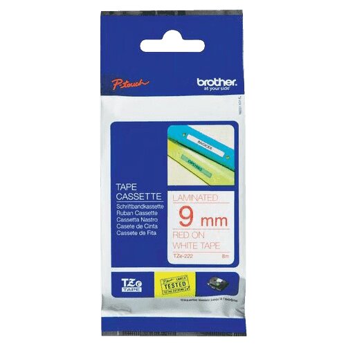 Brother TZE222 Bel/rdeč 9mm, trak za PT, (20443901) Cene