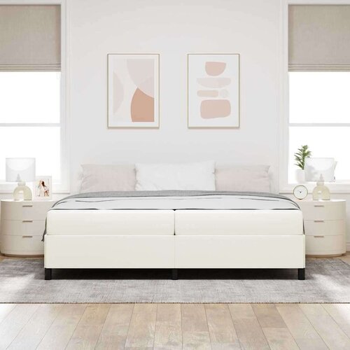 Okvir za krevet s madracem Krema 200 x 200 cm tkanina Slike
