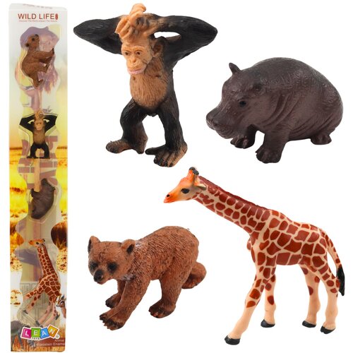  Set of Mini Figures Wild Animals Chimpanzee Giraffe 6-9cm 4pcs Slike