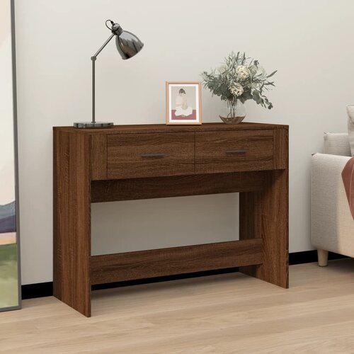 The Living Store konzolna mizica rjav hrast 100x39x75 cm inženirski les - konzolna mizica, (21437861) Slike