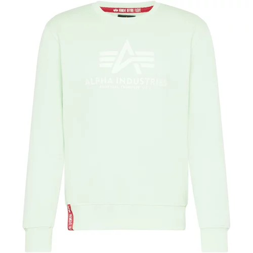 Alpha Industries Sweater majica pastelno zelena / bijela