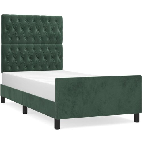 Maison Chic Posteljni okvir - Enojna postelja - Postelja za odrasle brez vzmetnice temno zelen 90x200 cm žamet-J8021, (21771425) Slike