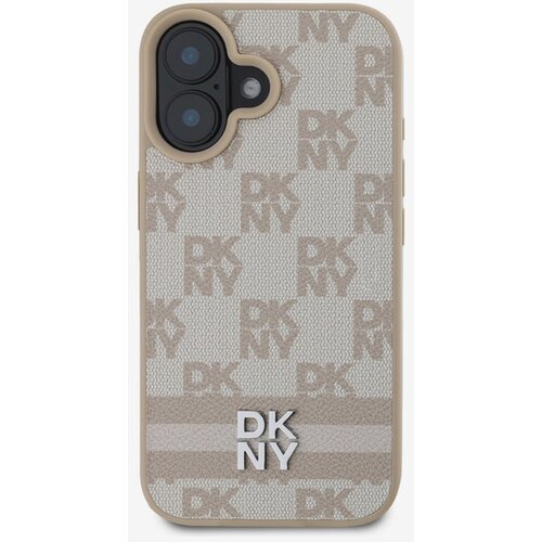 Dkny PU Leather Checkered Pattern and Stripe Zadn&amp;iacute; Kryt pro iPhone 16 Pink Ovitek za telefon Vijolična Slike