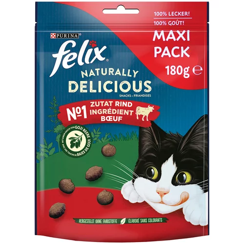 Felix 10 % popust na mačje priboljške! - Naturally Delicious: Govedina z jagodami goji (2 x 180 g)