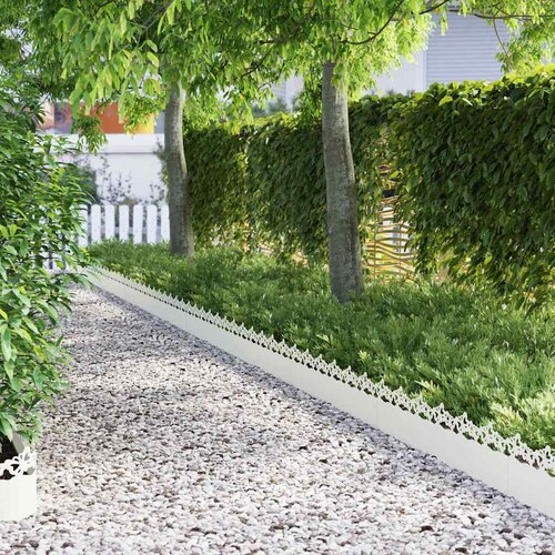 vidaXL Robniki za trato 30 pcs Bela 103 x 0,05 x 22 cm Jeklo Cene