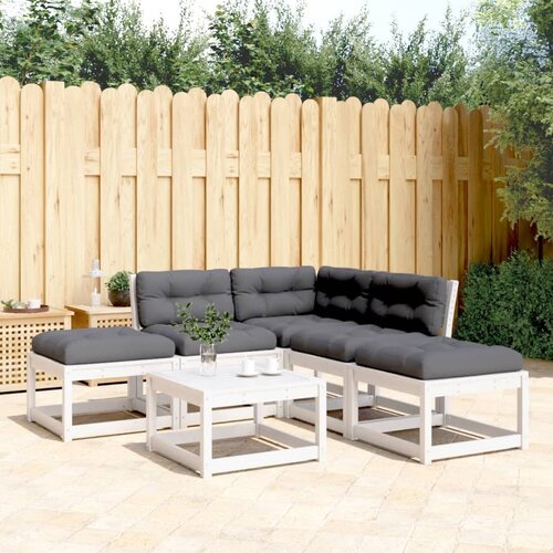 vidaXL 5-dijelni set vrtnih sofa s jastucima bijeli masivna borovina Cene