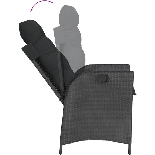  7-dijelni vrtni blagovaonski set s jastucima crni od poliratana Crna 190 cm table length Slike