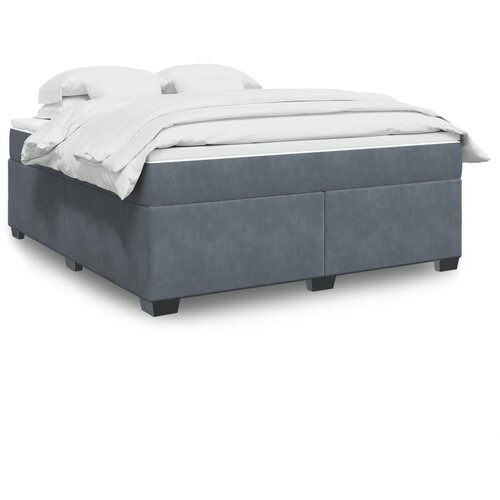 vidaXL Box spring postelja z vzmetnico temno siva 180x200 cm žamet Cene