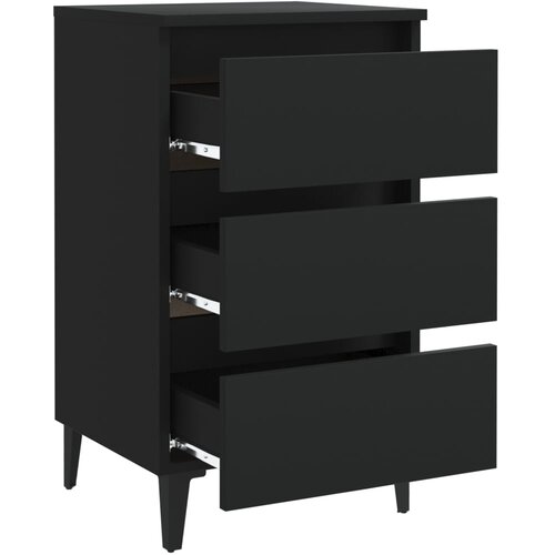  Noćni ormarić s metalnim nogama crni 40 x 35 x 69 cm Slike