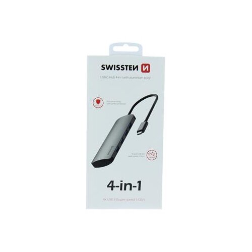 TIP C HUB 4 in 1 aluminijum sivi, SWISSTEN Cene