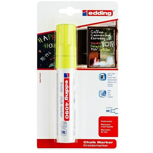 Edding Marker-kreda 4090 (Širina linije: 4 mm - 15 mm, Klinasti vrh, Neonski žute boje) Cijene