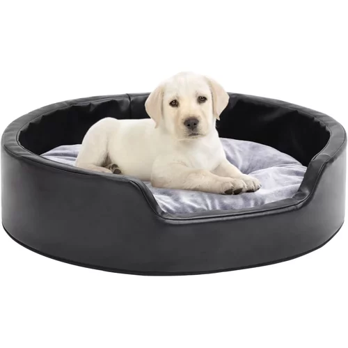 vidaXL Krevet za pse crno-sivi 69 x 59 x 19 cm od pliša i umjetne kože