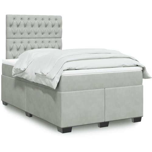 The Living Store Box spring postelja z vzmetnico svetlo siva 120x190 cm žamet - Box Spring Postelja, (21490758) Slike