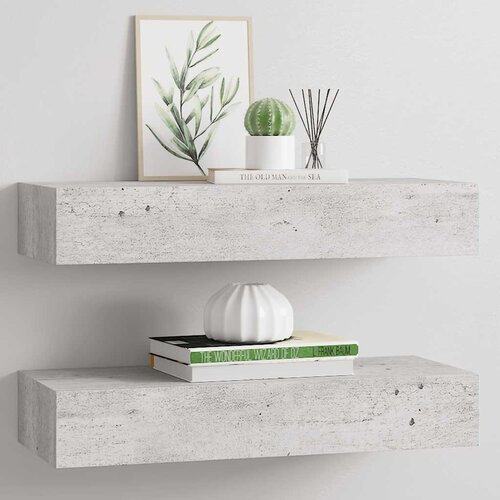  Zidne police s ladicom 2 kom boja betona 60 x 23,5 x 10 cm MDF Cijene