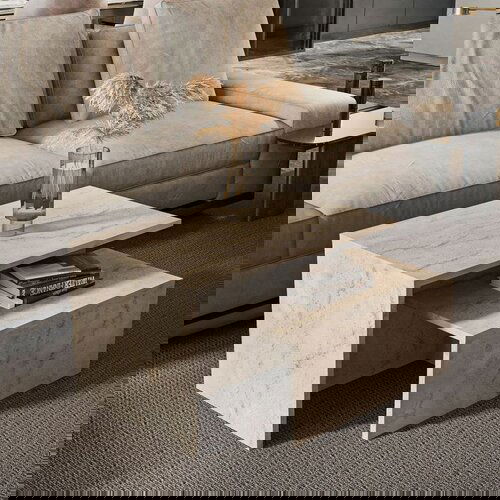 Hanah home twins - travertine travertine nesting table (2 pieces) Cene