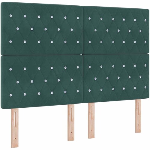 VidaXL LED glava postelje z LED lučmi Temno zelena 160 cm Poliester, (5000142420) Slike